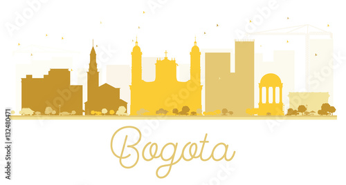 Bogota City skyline golden silhouette.