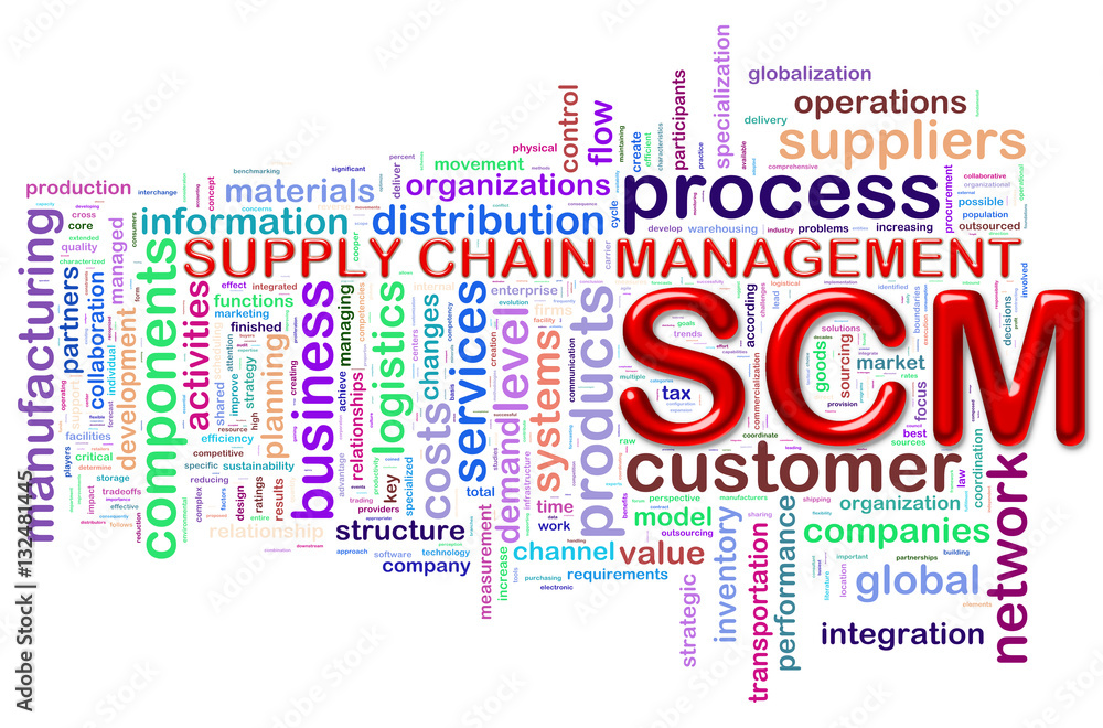 Fototapeta premium SCM word tags wordcloud