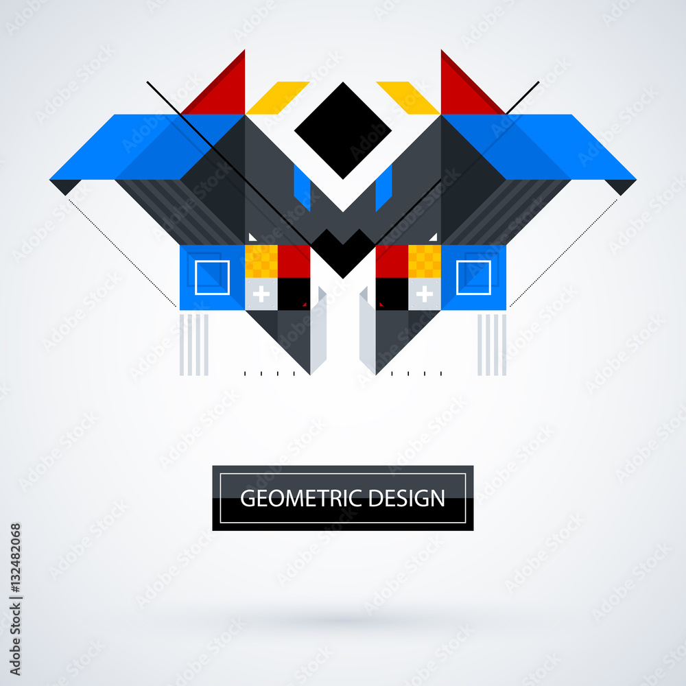 Abstract symmetric design made of geometric shapes. Useful as print, illustration, CD or book cover.