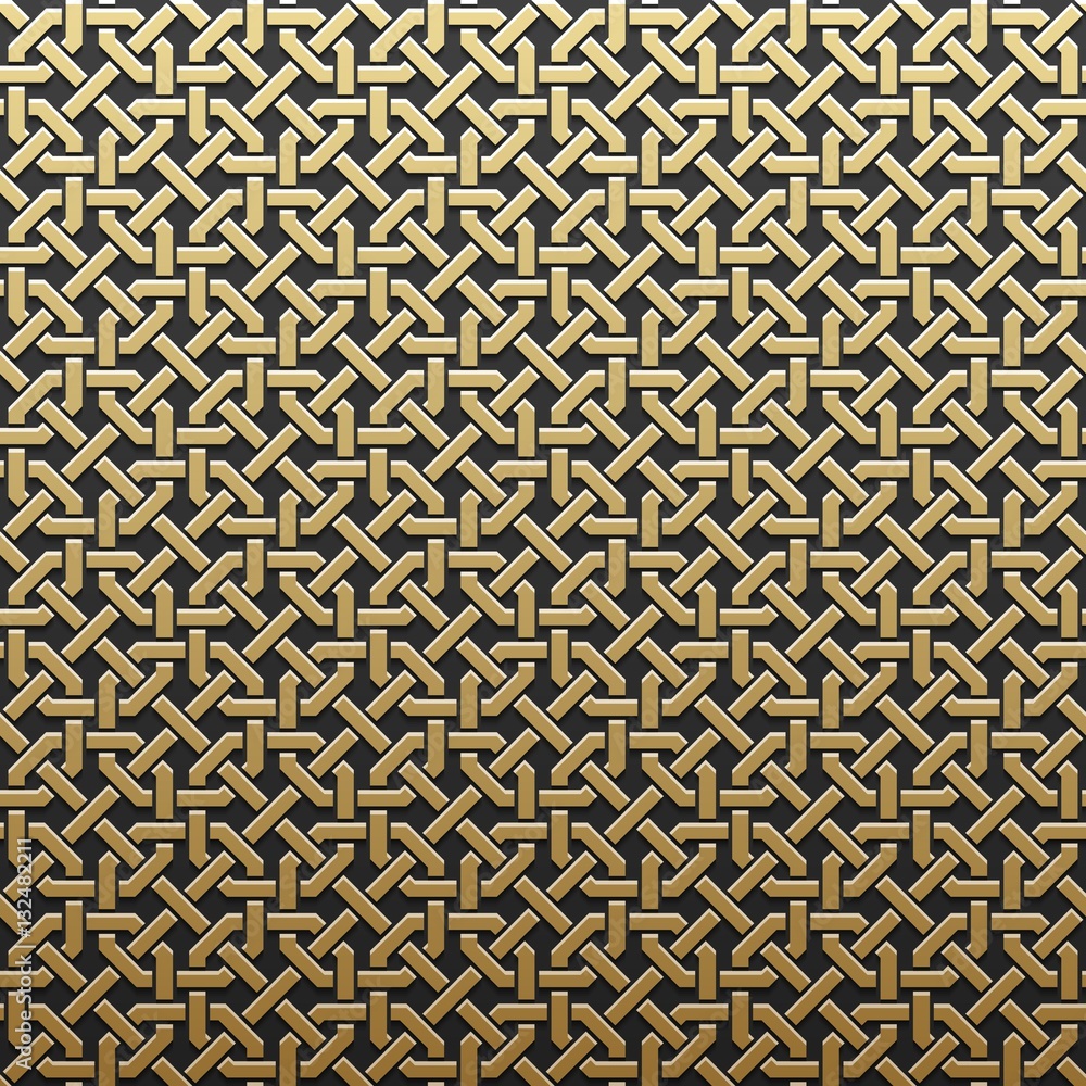 Golden metallic background with seamless geometric pattern. Elegant luxury style.