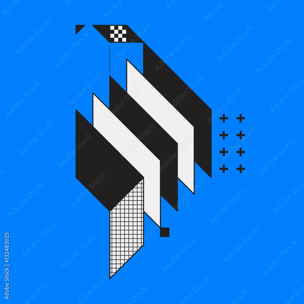 Abstract geometric element on blue background. Useful as CD cover, print or poster. Abstract geometric element on blue background. Useful as CD cover, print or poster.