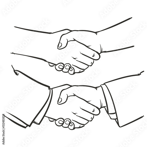 Handshake outline vector illustration, Clip art