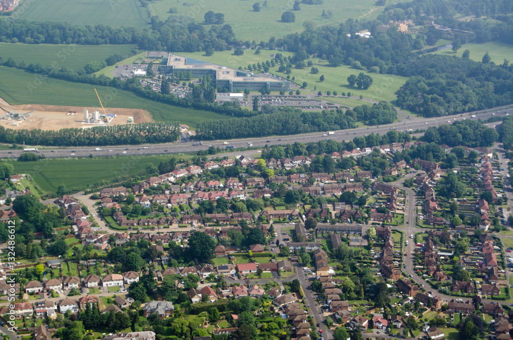 Datchet village and Ditton Park, aerial view