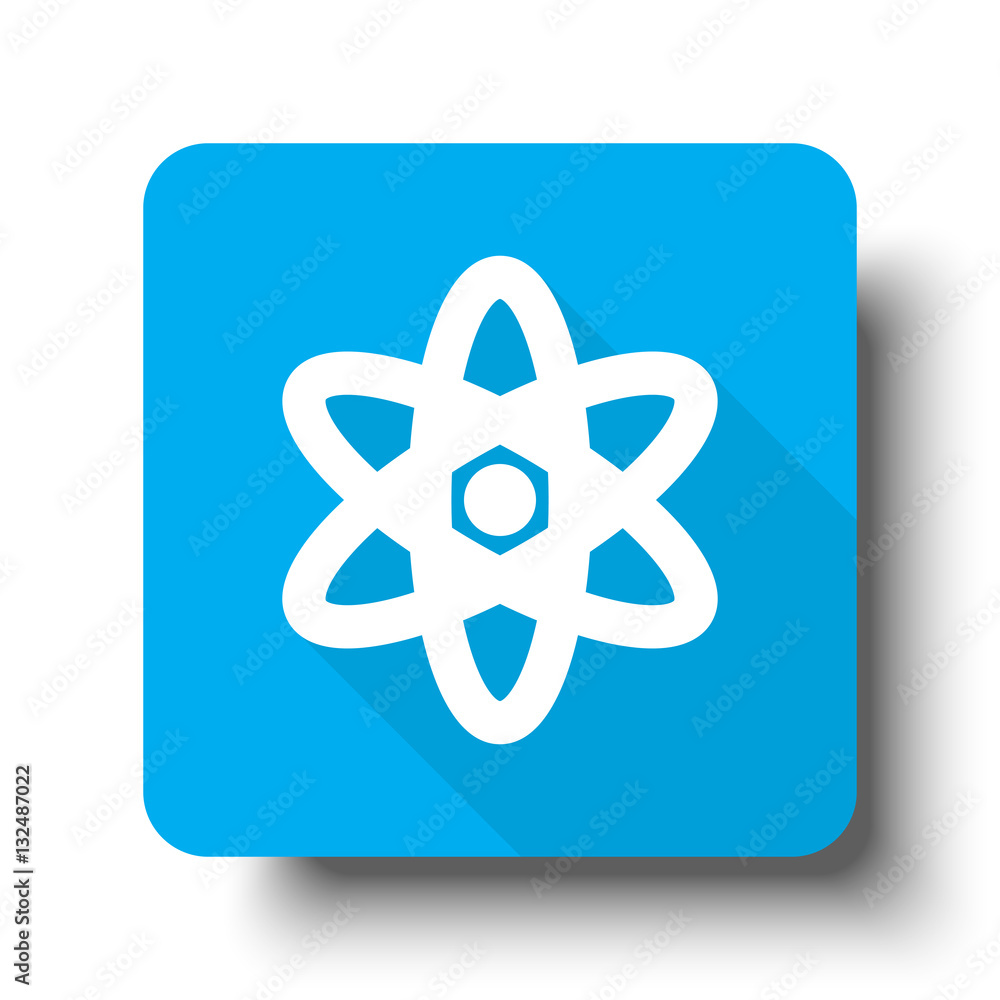 White Nuclear icon on blue web button