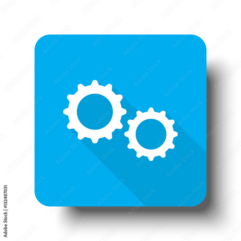 White Gears icon on blue web button White Gears icon on blue web button