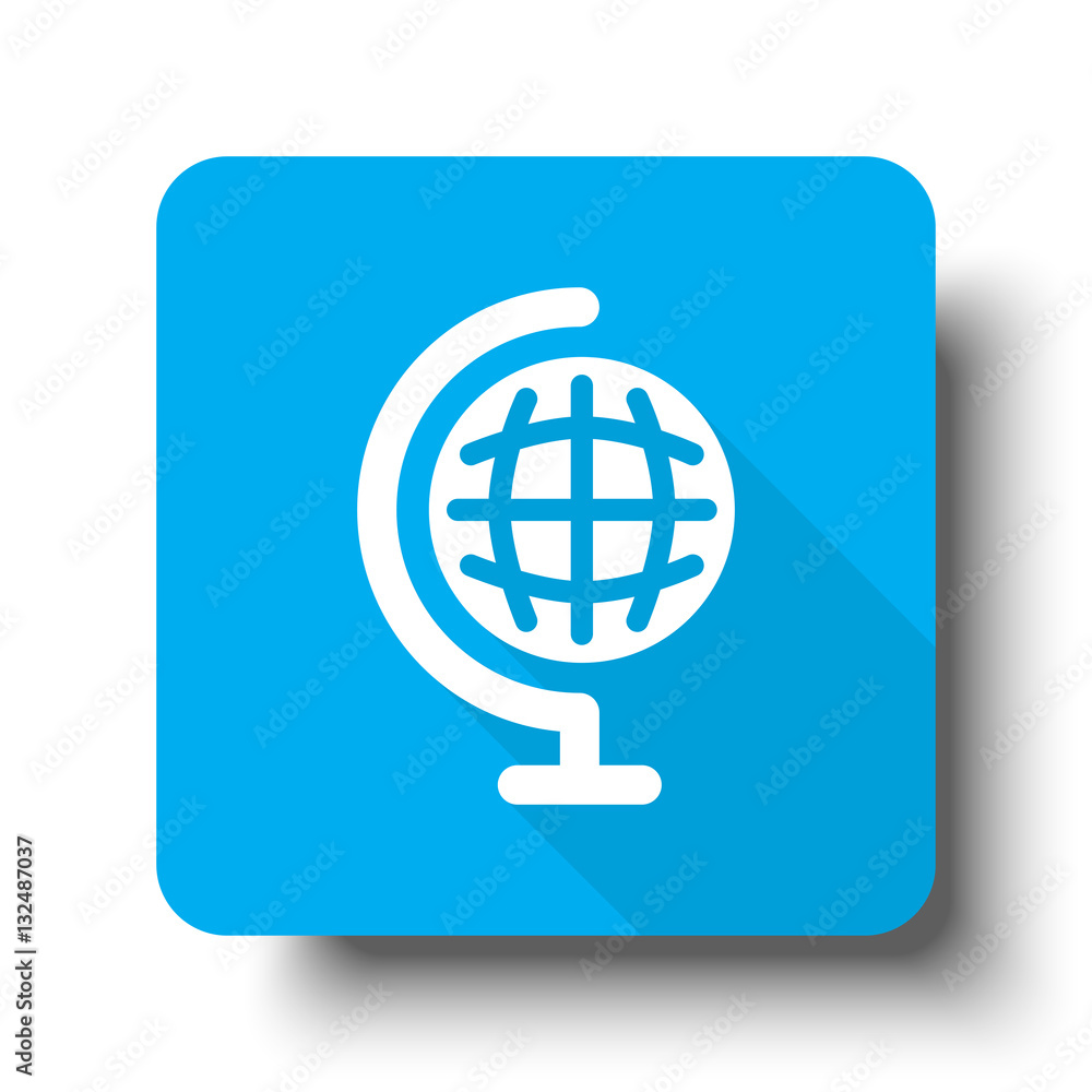 White Earth Globe icon on blue web button White Earth Globe icon on blue web button