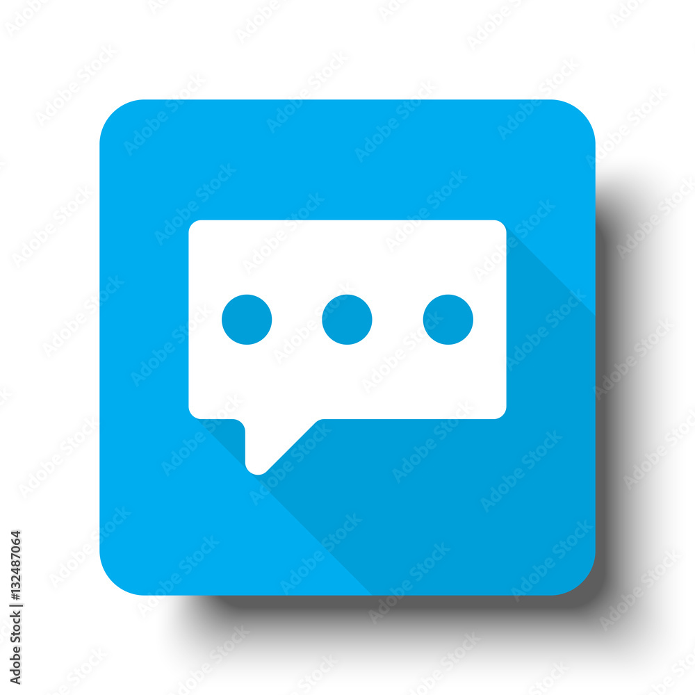 White Message icon on blue web button White Message icon on blue web button