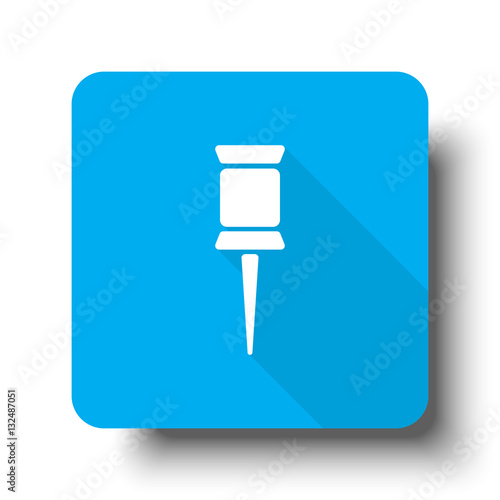 White Pushpin icon on blue web button