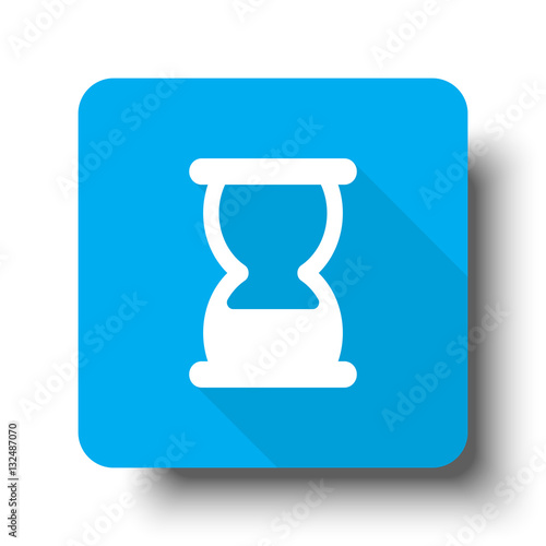 White Hourglass icon on blue web button