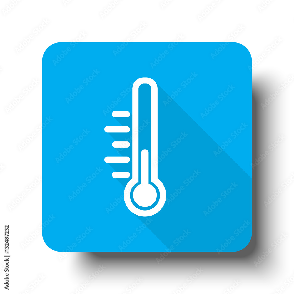 White Temperature icon on blue web button White Temperature icon on blue web button
