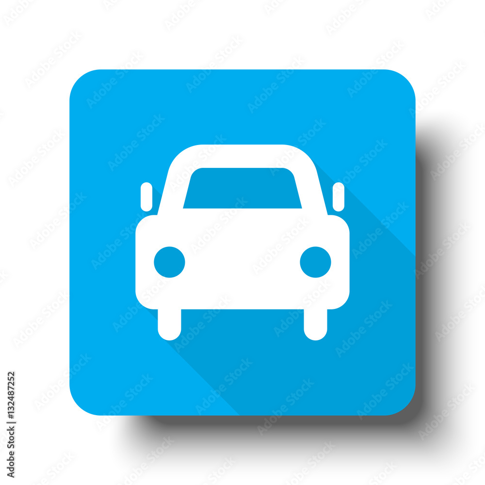 White Car icon on blue web button