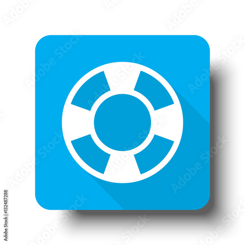 White Life Buoy icon on blue web button