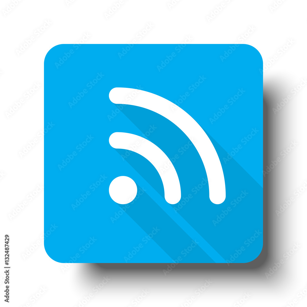 White Rss icon on blue web button White Rss icon on blue web button