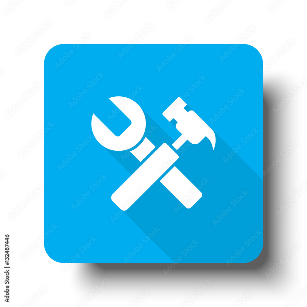 White Service icon on blue web button White Service icon on blue web button
