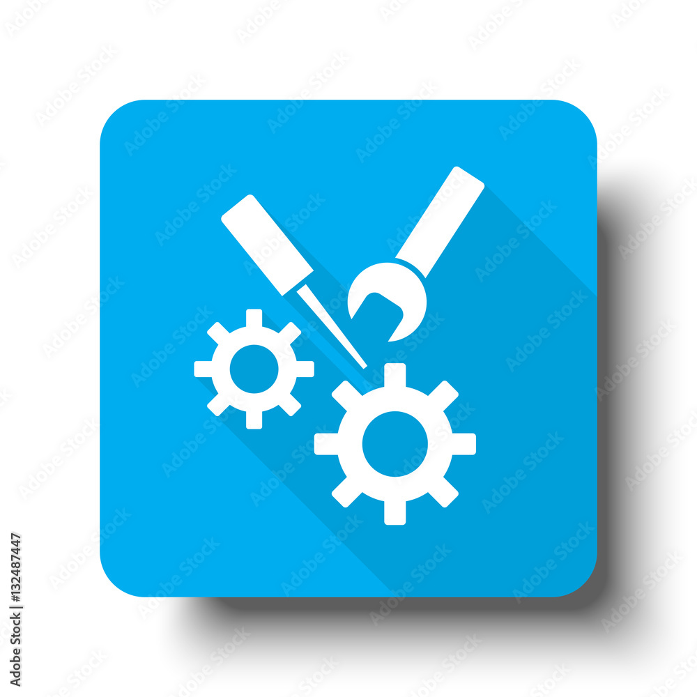 White Service icon on blue web button White Service icon on blue web button