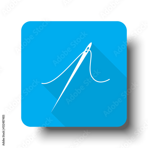 White Needle icon on blue web button