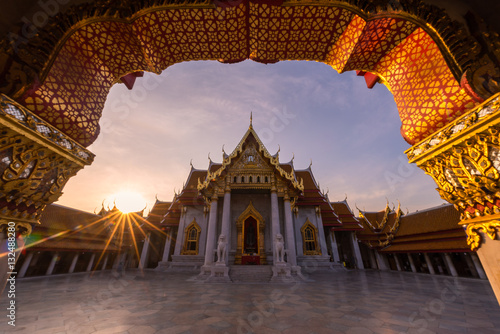 Wat Benchamabophit is a Buddhist temple in the Dusit district of Bangkok, Thailand photo