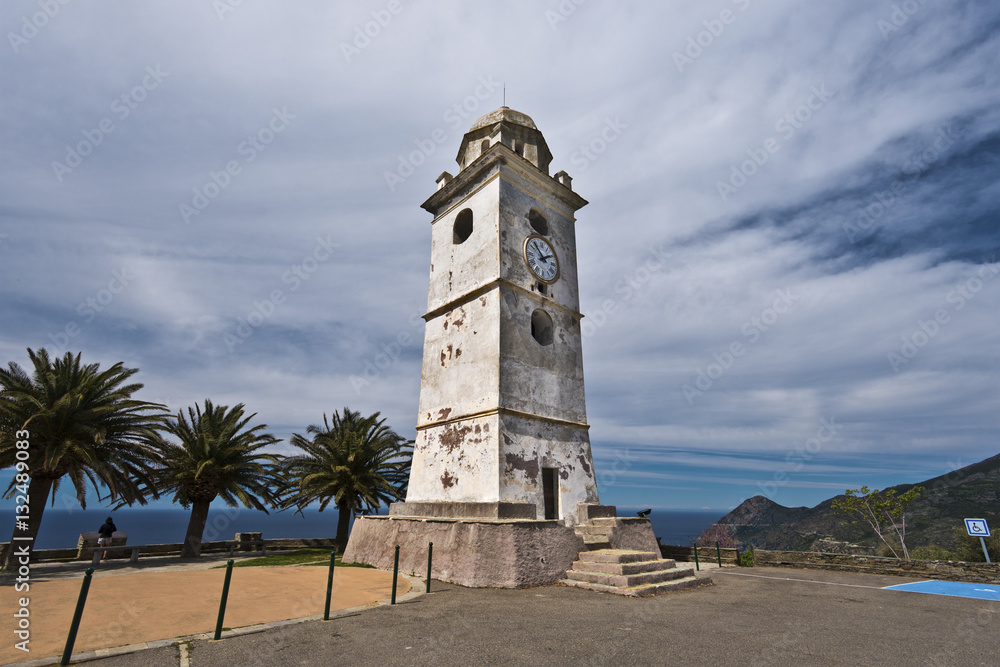 Bell tower in Canari village of Cap Corse Peninsula