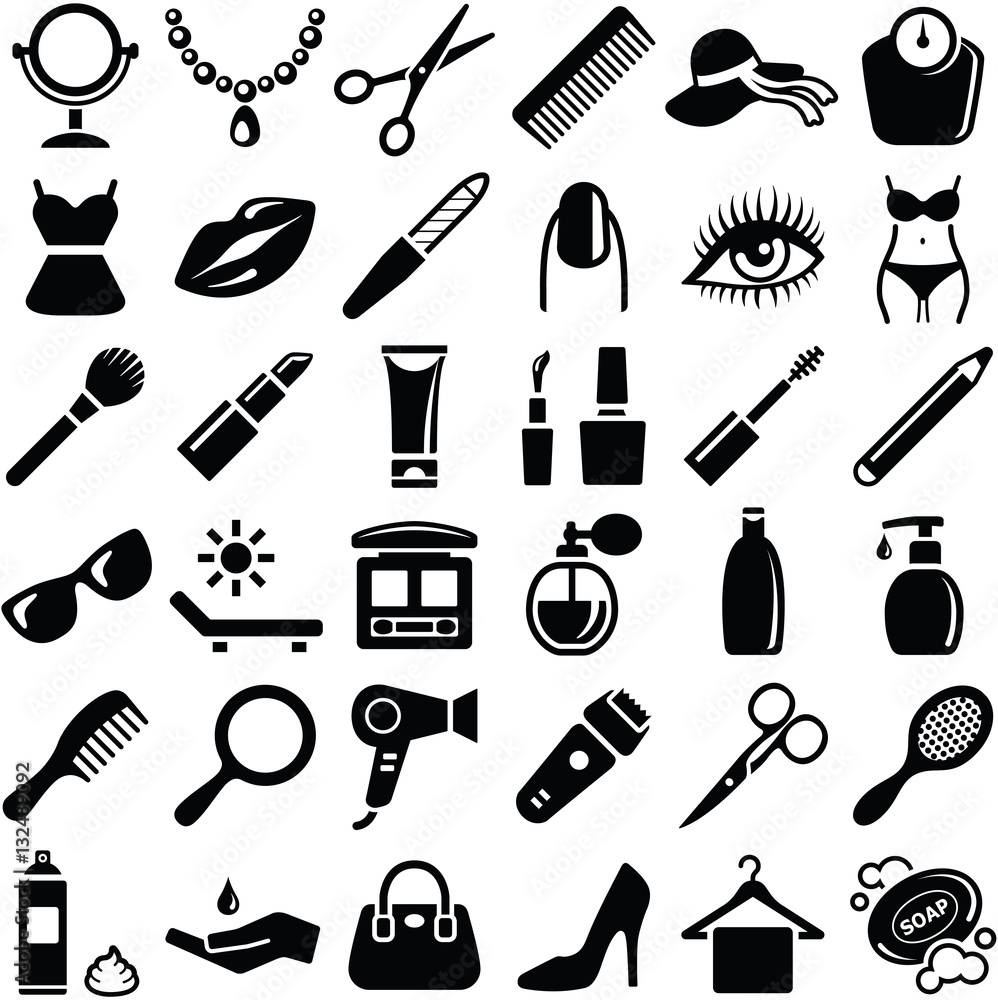 Beauty icon collection - silhouette illustration Beauty icon collection - silhouette illustration
