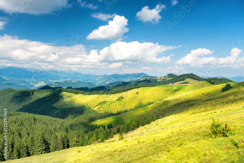 Green sunny valley in mountains © Pavlo Vakhrushev