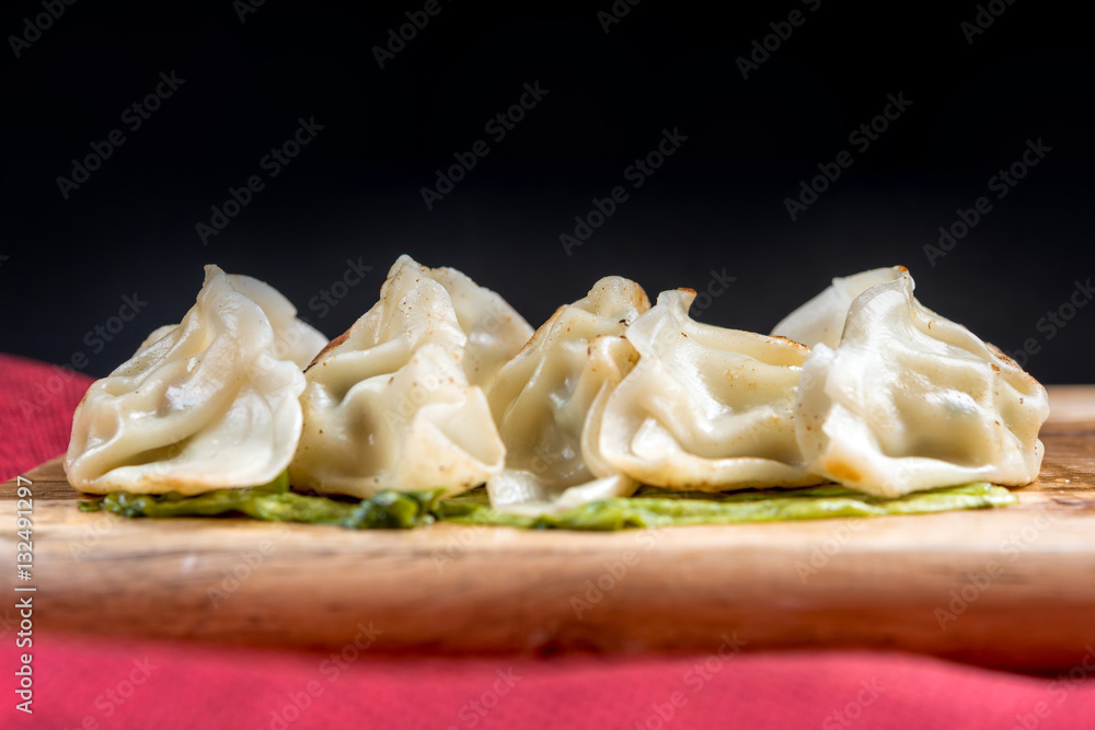 Chinese food Fried dumplings on plate Chinese food Fried dumplings on plate