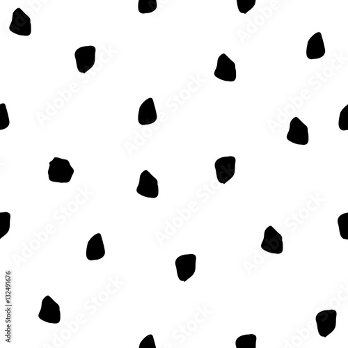 Black dots hand drawn seamless pattern