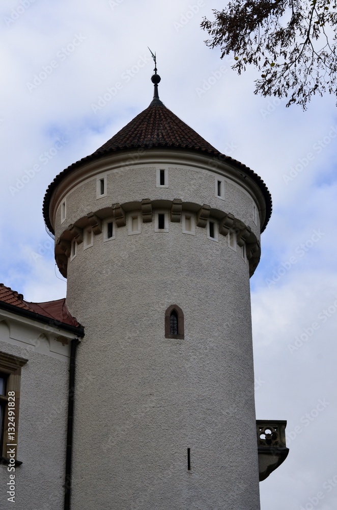 Architecture from Konopiste castle and cloudy sky