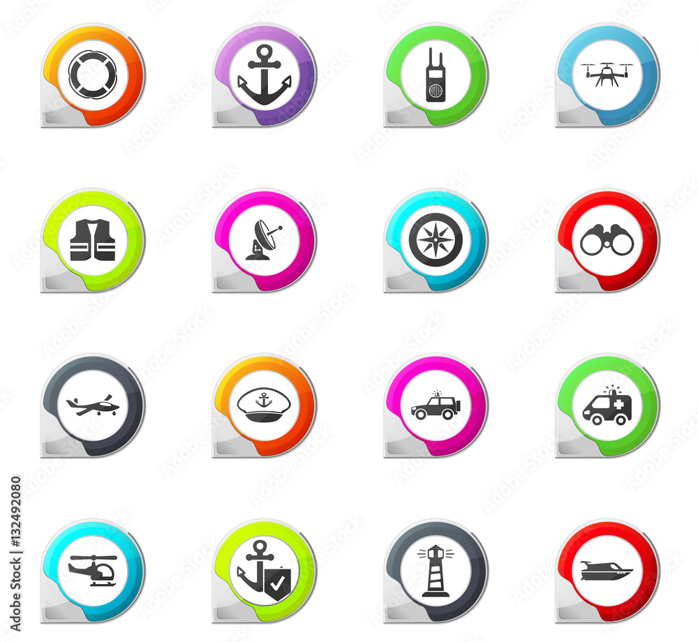 Coast Guard icons set Coast Guard icons set