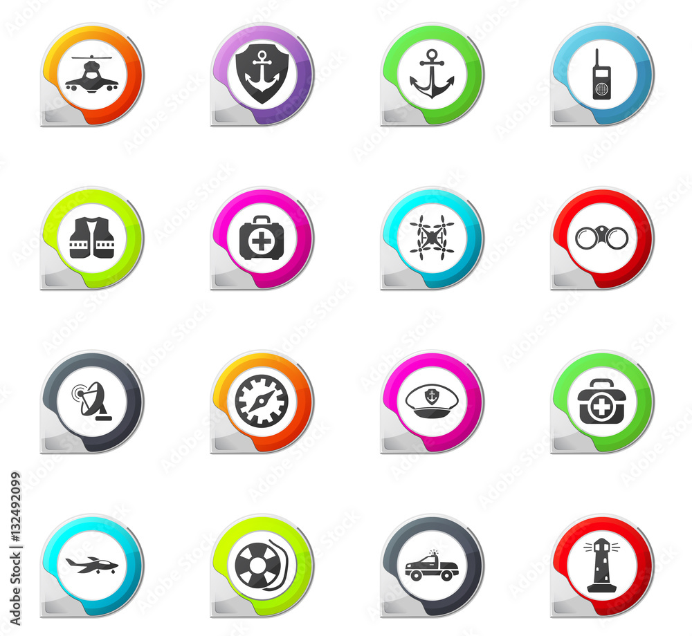 Coast Guard icons set Coast Guard icons set