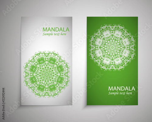 flyer, leaflet cover mandala, abstract Oriental motif. Hand painted texture background. Decorative elements for design print. Vector. EPS 10