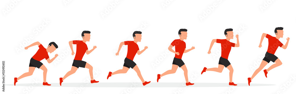 Running man in different positions. Running man in different positions.