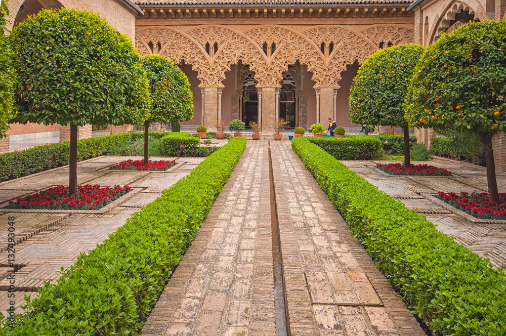 Naklejka premium Gardens of the aljaferia alcazar of Zaragoza Spain