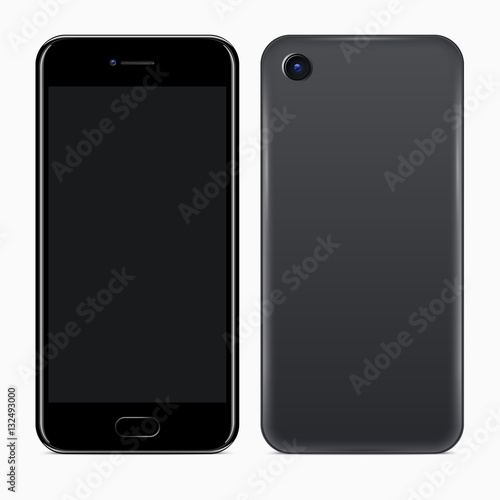 Mobile Phone. Vector realistic illustration of front and back sides of smartphone