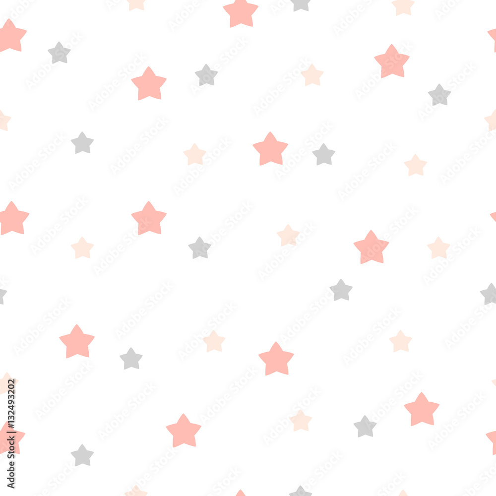 Hand drawn stars seamless pattern. Pink and gray color. Different size. Hand drawn stars seamless pattern. Pink and gray color. Different size.