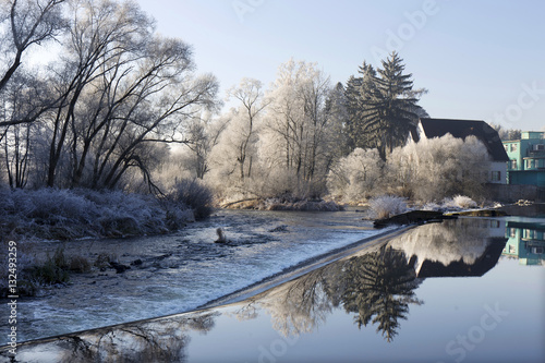 Beautiful fairytale snowy winter countryside with blue Sky in Central Bohemia, Czech Republic © Kajano