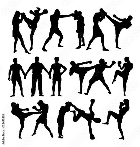 Boxing Sport Activity Silhouettes, art vector design