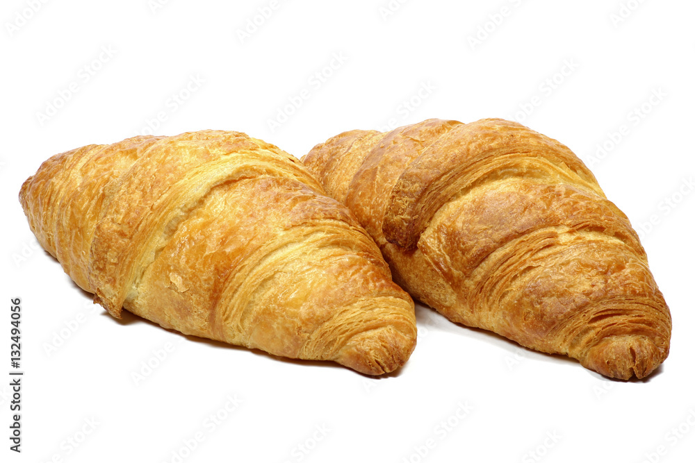 Buttercroissants isoliert auf weißem Hintergrund Buttercroissants isoliert auf weißem Hintergrund
