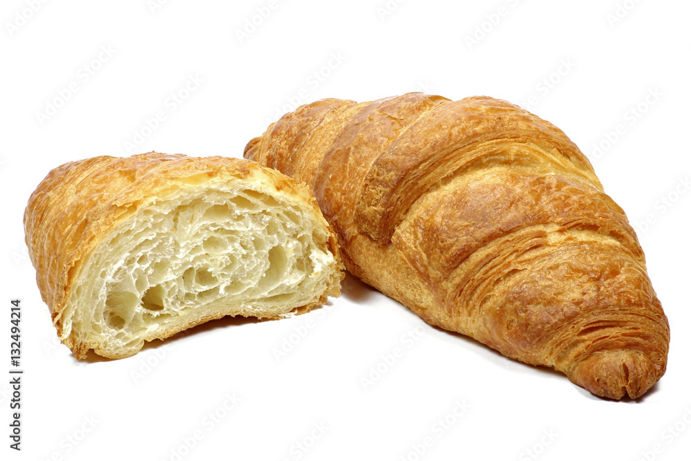 Buttercroissants isoliert auf weißem Hintergrund