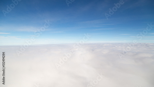blue sky high view from airplane clouds shapes
