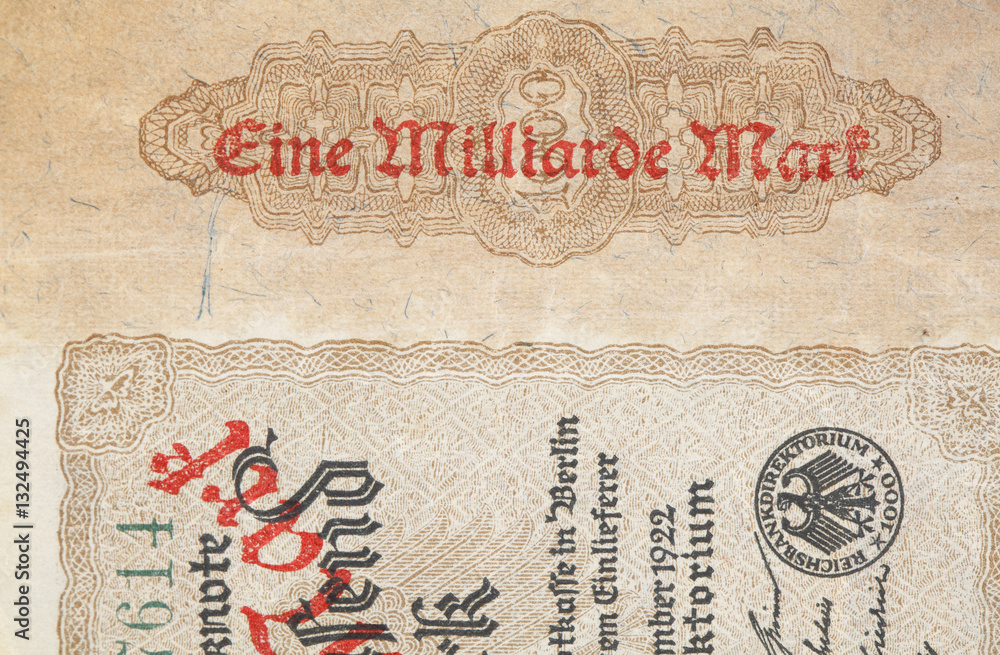 Deutsche Reichsmark Banknote, Aufdruck Eine Milliarde Mark