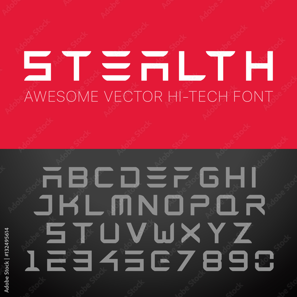 Modern Hi-Tech Font. Vector Techno Alphabet