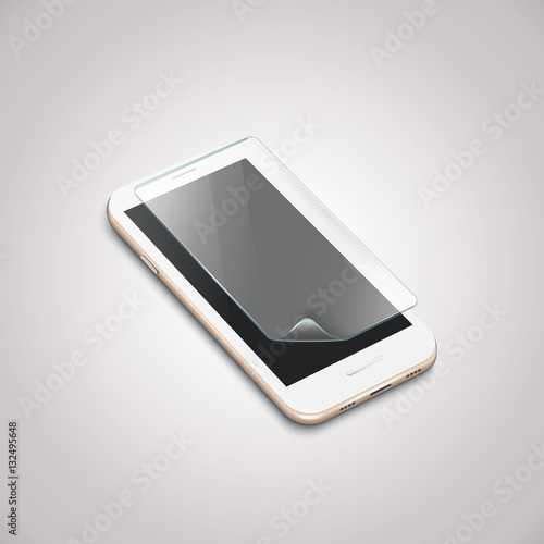 Screen Protector Film. Vector illustration of transparent plastic film shield for mobile phone