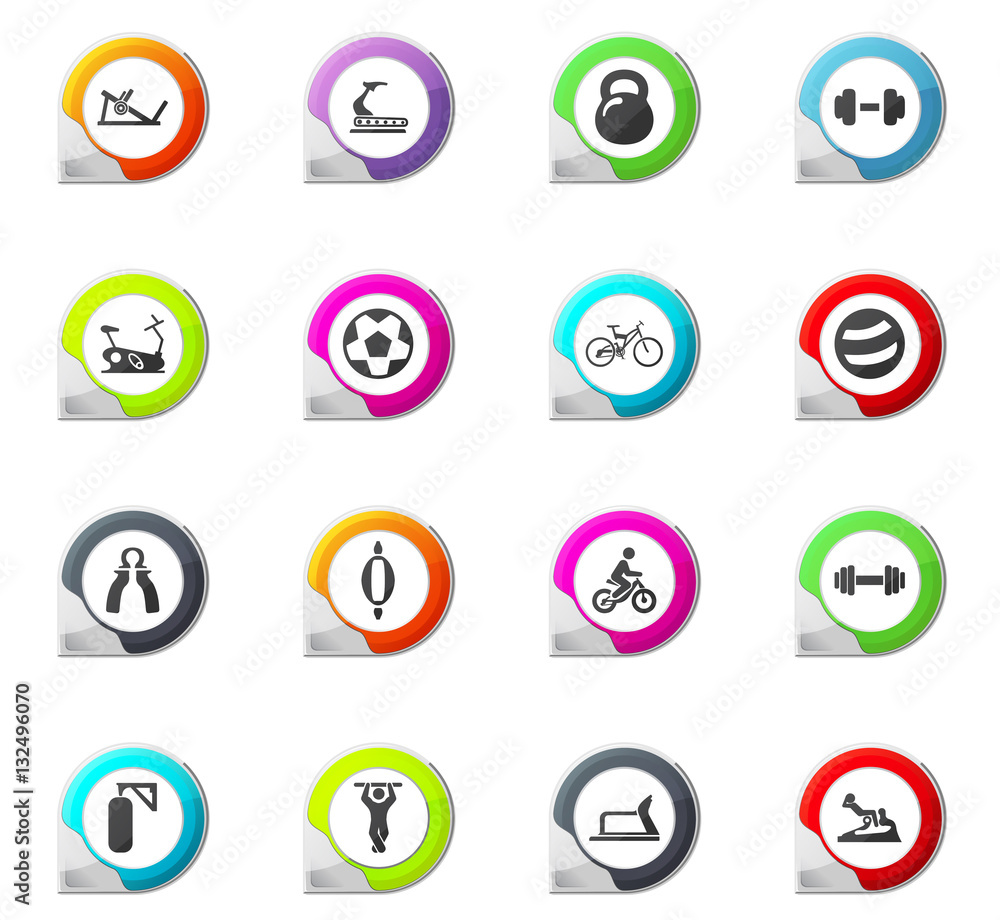 Sport equipment icons set Sport equipment icons set