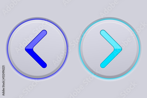 Round Next and Previous buttons. Blue arrow icons