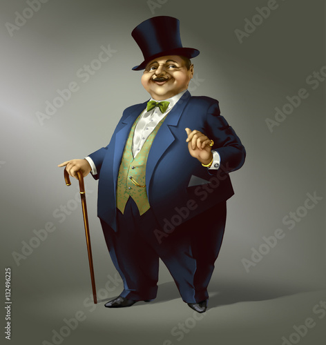 Tableau sur toile Fat man with top hat. Boss.