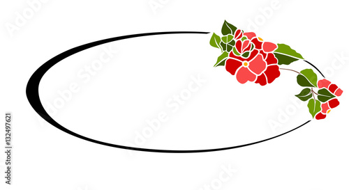 cornice liberty ovale fiore rosso