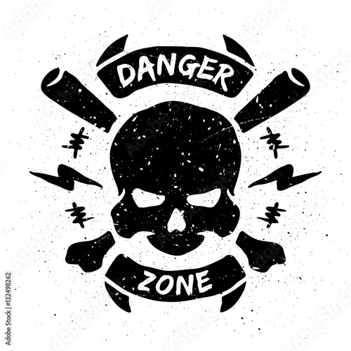 Danger zone, emblem in grunge style.