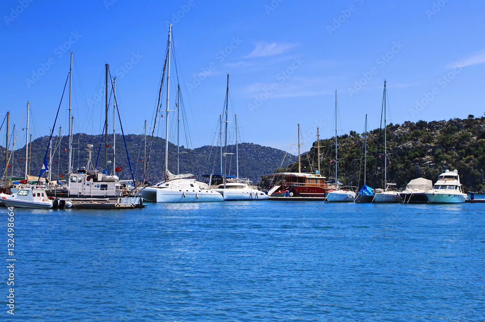 Obraz premium Yachts and boats in marina in Turkey