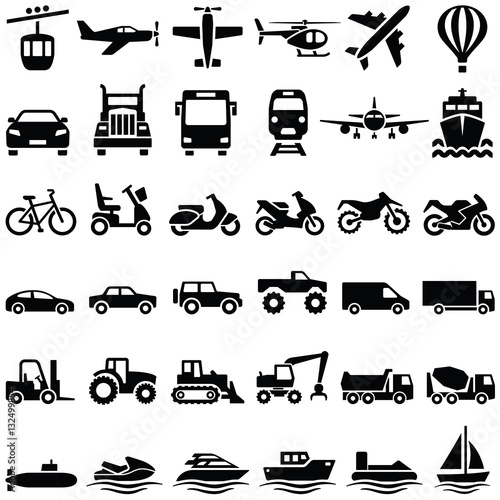 Transport icon collection - vector silhouette