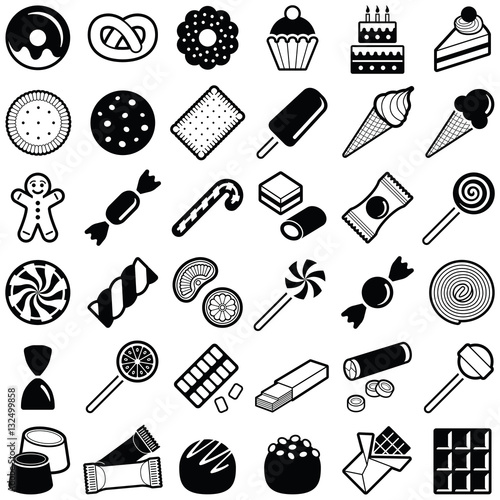 Cookie and candy icon collection - vector illustration 